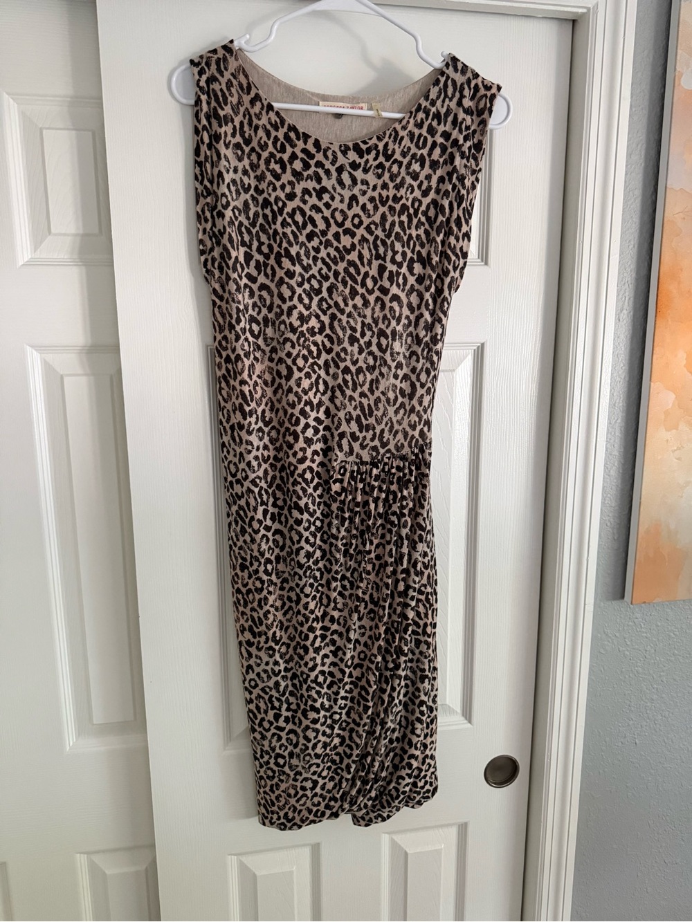 Rebecca Taylor Leopard Print Sleeveless Midi Dress - Beige and Black
